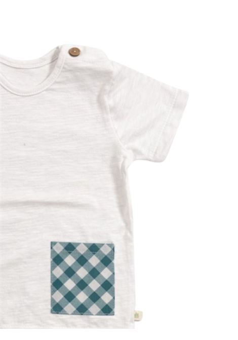 T-shirt neonato in cotone e lino SKIKKERLI | RH532/MABIANCO/VERDE