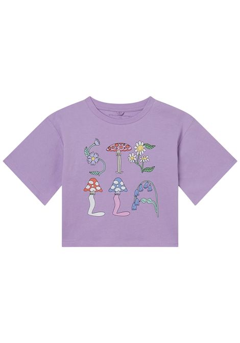 T-shirt bambina lilla in cotone STELLA MC CARTNEY | TW8A61/MOLILLA