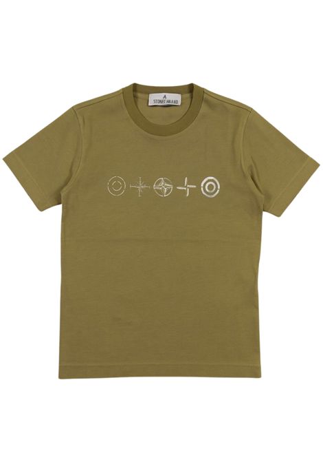 T-shirt bambino verde in cotone Stone Island | 2100010/CEVERDE