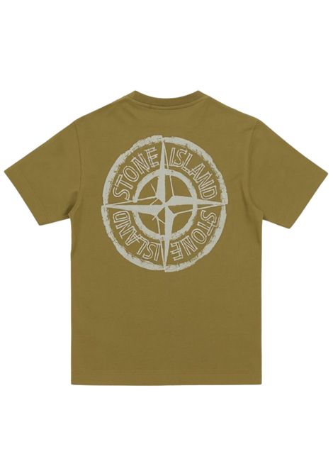 T-shirt bambino verde in cotone Stone Island | 2100010/CEVERDE