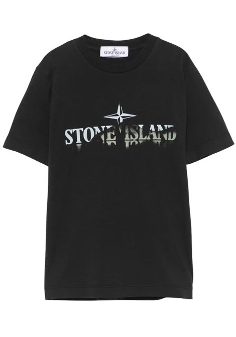 T-shirt bambino nera in cotone Stone Island | 210001011/CENERO