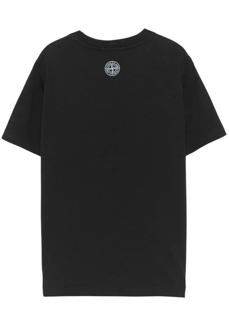 T-shirt bambino nera in cotone Stone Island | 210001011/CENERO