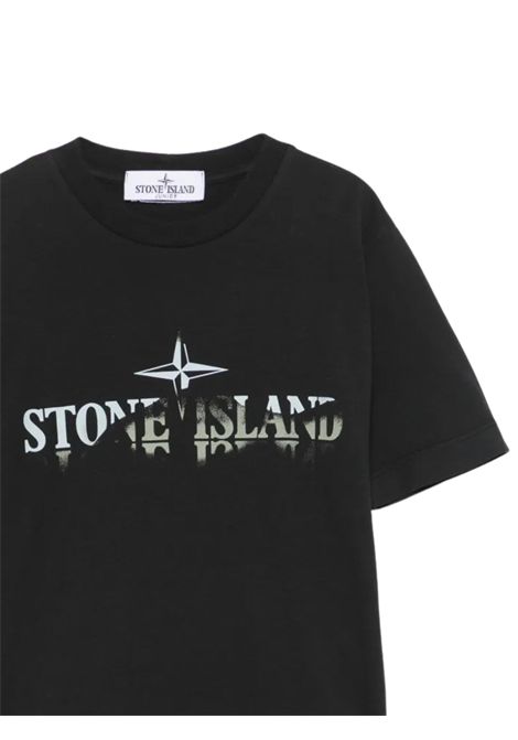 T-shirt bambino nera in cotone Stone Island | 210001011/CENERO