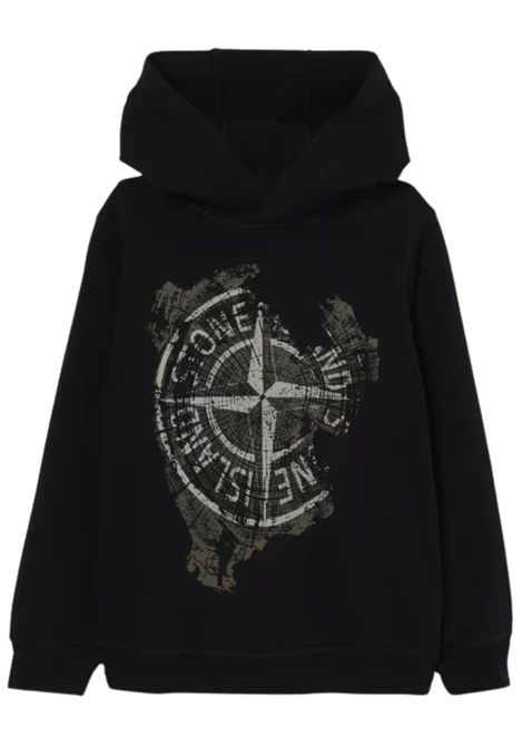 Felpa bambino nero in cotone Stone Island | 6100017/MANERO