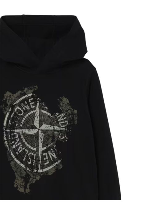 Felpa bambino nero in cotone Stone Island | 6100017/MANERO