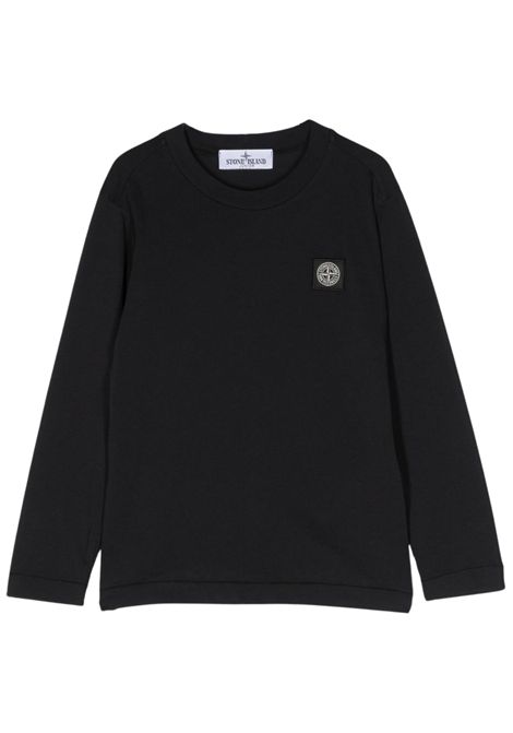 T-shirt bambino nera in cotone Stone Island | 791620447/MANERO