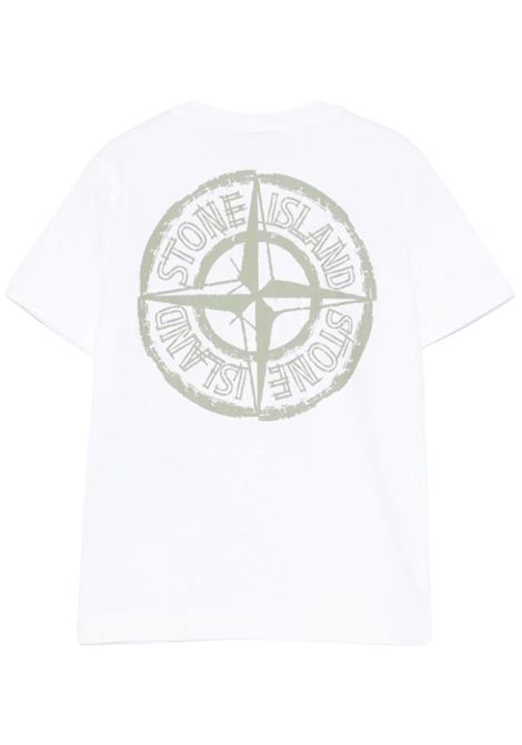 T-shirt bambino bianca in cotone Stone Island | K1S16210000100/MABIANCO