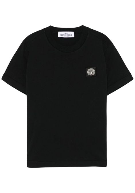 T-shirt bambino nera in cotone Stone Island | K1S162100002/MANERO