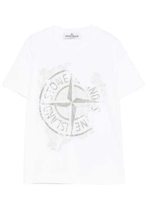 T-shirt bambino bianca in cotone Stone Island | K1S162100010/MABIANCO