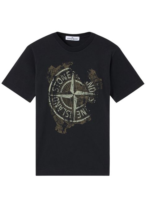 T-shirt bambino nera in cotone Stone Island | K1S162100010/MANERO