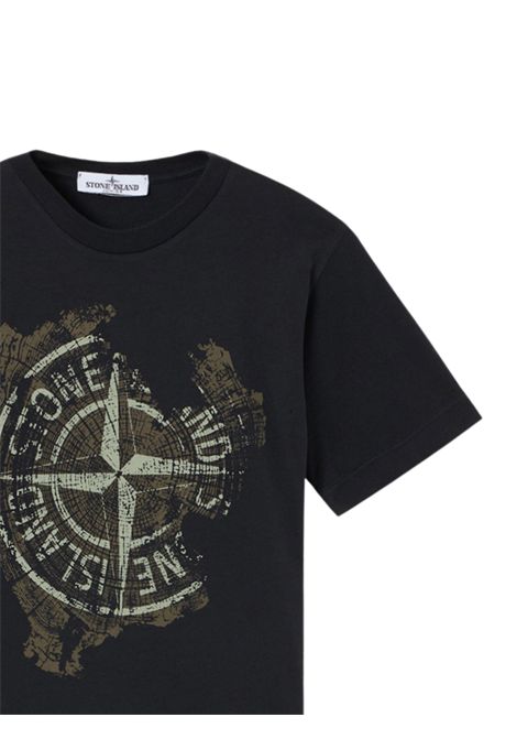 T-shirt bambino nera in cotone Stone Island | K1S162100010/MANERO
