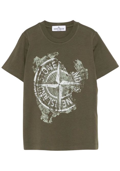T-shirt bambino verde in cotone Stone Island | K1S162100010/MAVERDE