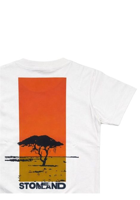 T-shirt bambino bianca in cotone Stone Island | K1S16210001000/MABIANCO