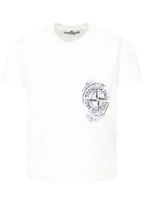 T-shirt bambino bianca in cotone Stone Island | K1S162100012/MOBIANCO