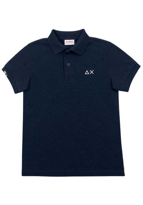 Polo bambino blu in cotone SUN68 | A36301BLU
