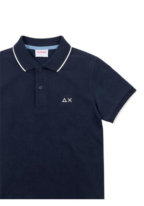 Polo bambino blu in cotone SUN68 | A36311BLU