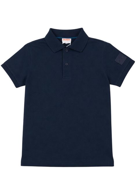 Blue cotton polo shirt for children SUN68 | A36313BLU