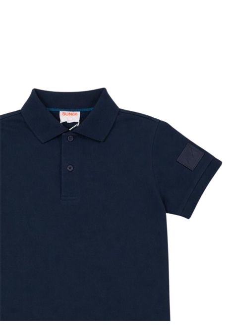 Polo bambino blu in cotone SUN68 | A36313BLU