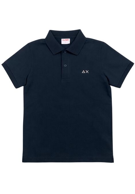 Polo bambino blu in cotone SUN68 | A36315BLU