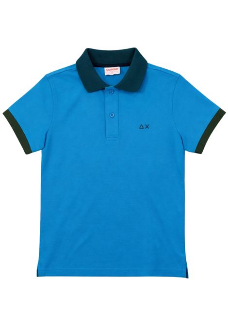 Polo bambino azzurra in cotone SUN68 | A36316AZZURRO