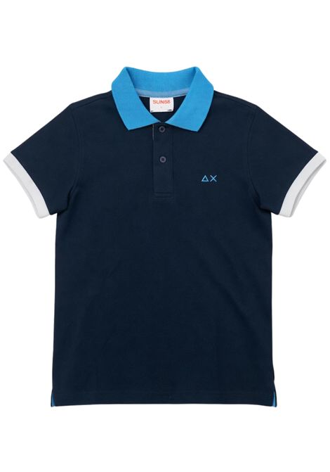 Polo bambino blu in cotone SUN68 | A36316BLU