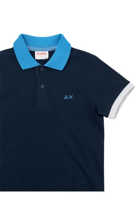 Blue cotton polo shirt for children SUN68 | A36316BLU