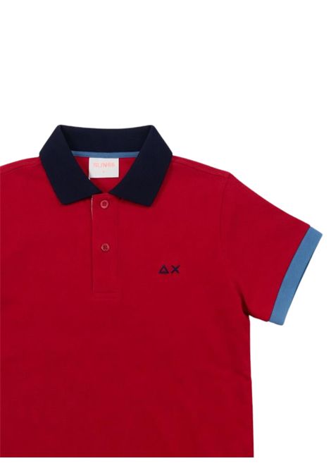 Red cotton polo shirt for children SUN68 | A36316ROSSO