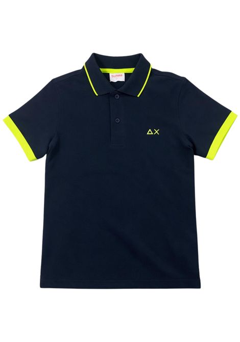 Polo bambino blu in cotone SUN68 | A36320BLU