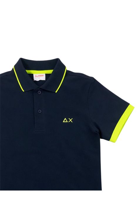 Polo bambino blu in cotone SUN68 | A36320BLU