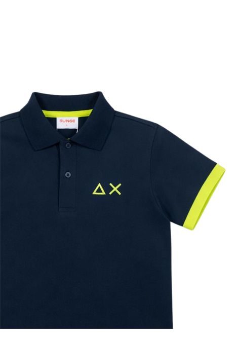 Polo bambino blu in cotone SUN68 | A36321BLU
