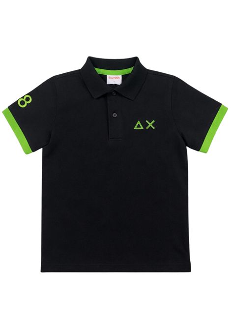 Polo bambino nera in cotone SUN68 | A36321NERO