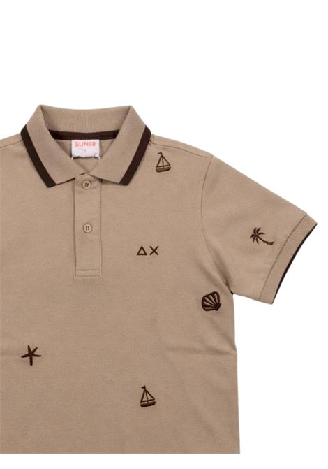 Polo bambino beige in cotone SUN68 | A36326BEIGE