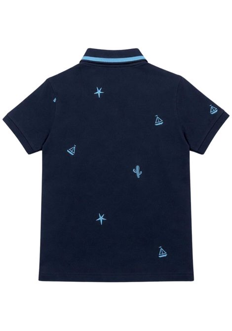 Polo bambino blu in cotone SUN68 | A36326BLU