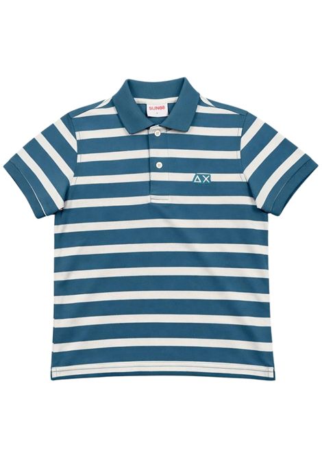 Children's polo shirt in air force blue/cream cotton SUN68 | A36328AVIO/PANNA