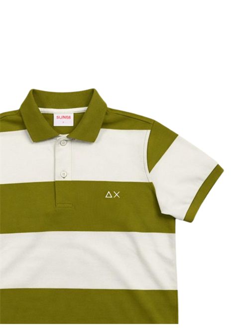 Polo bambino panna/verde in cotone SUN68 | A63282PANNA/VERDE
