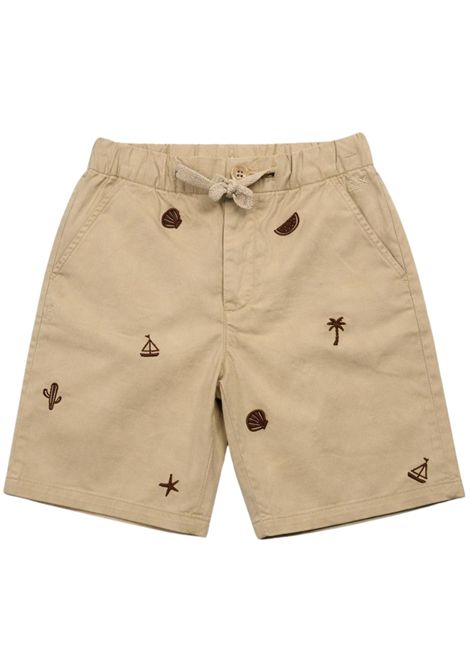 Beige cotton Bermuda shorts for children SUN68 | B36302BEIGE