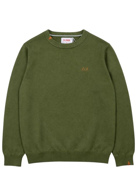 Maglione bambino verde in cotone SUN68 | K36301VERDE BOTTIGLIA