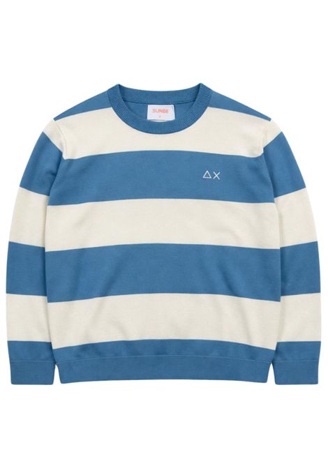 Maglione bambino bianco/azzurro in cotone SUN68 | K36329BIANCO/AZZURRO