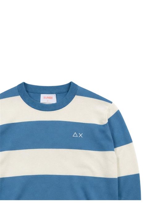 Maglione bambino bianco/azzurro in cotone SUN68 | K36329BIANCO/AZZURRO