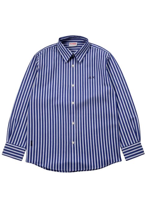 Camicia bambino blu in cotone SUN68 | S363038BLU