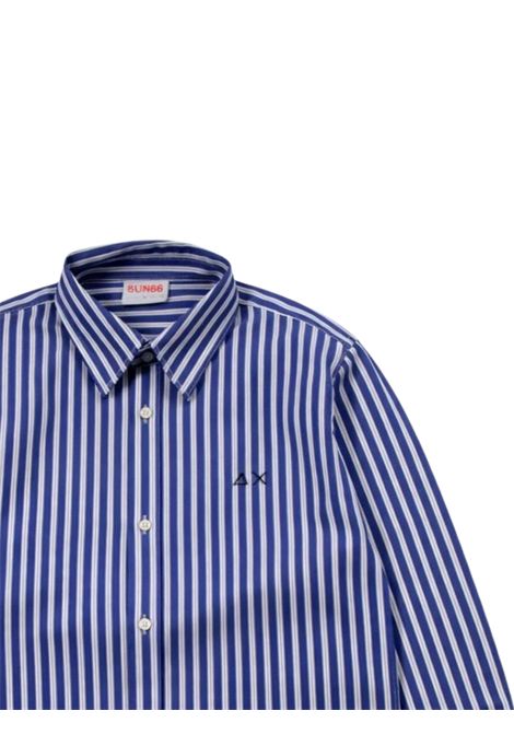 Camicia bambino blu in cotone SUN68 | S363038BLU