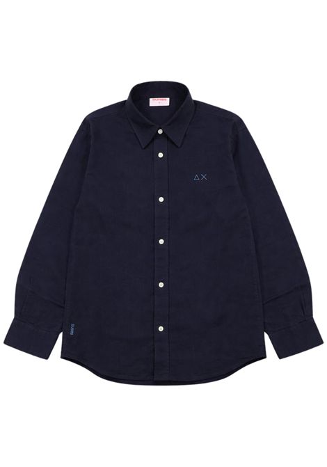 Camicia bambino in cotone e lino SUN68 | S36306BLU