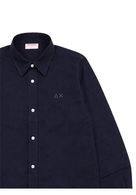 Camicia bambino in cotone e lino SUN68 | S36306BLU