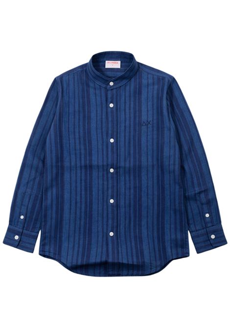 Camicia bambino blu in lino SUN68 | S363101BLU