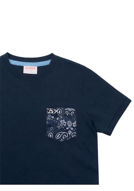 T-shirt bambino blu in cotone SUN68 | T36303BLU