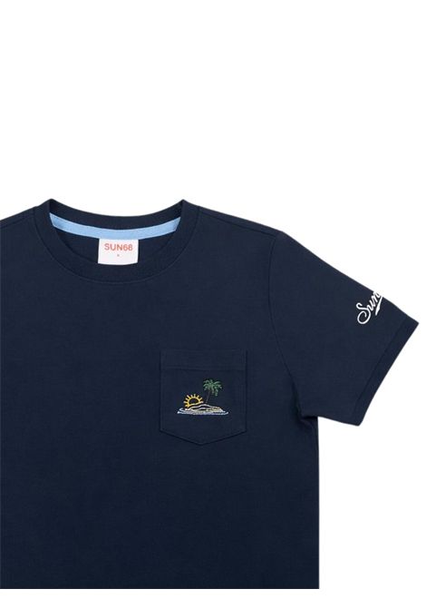T-shirt bambino blu in cotone SUN68 | T36305BLU