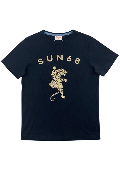 T-shirt bambino blu in cotone SUN68 | T363081BLU