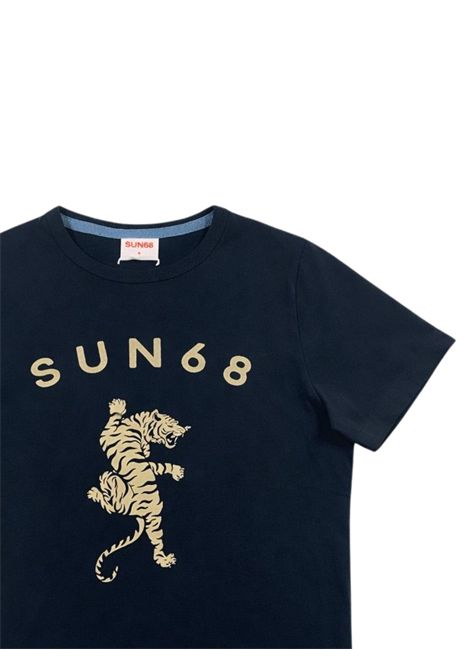 T-shirt bambino blu in cotone SUN68 | T363081BLU