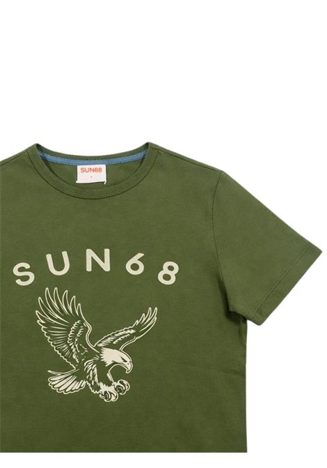 T-shirt bambino verde in cotone SUN68 | T363081VERDE