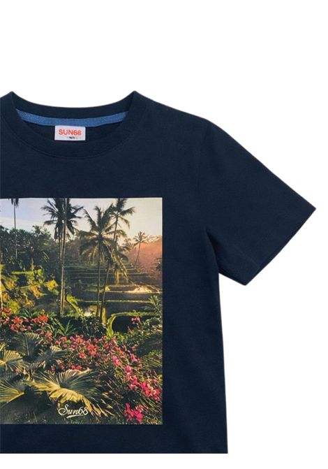 T-shirt bambino blu in cotone SUN68 | T36310BLU